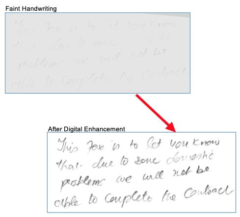 Forensic Document Examination. Digital Enhancement of Faint Handwriting