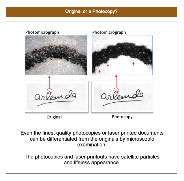 Photocopy alteration detection-Worldwide Forensic Services Inc.